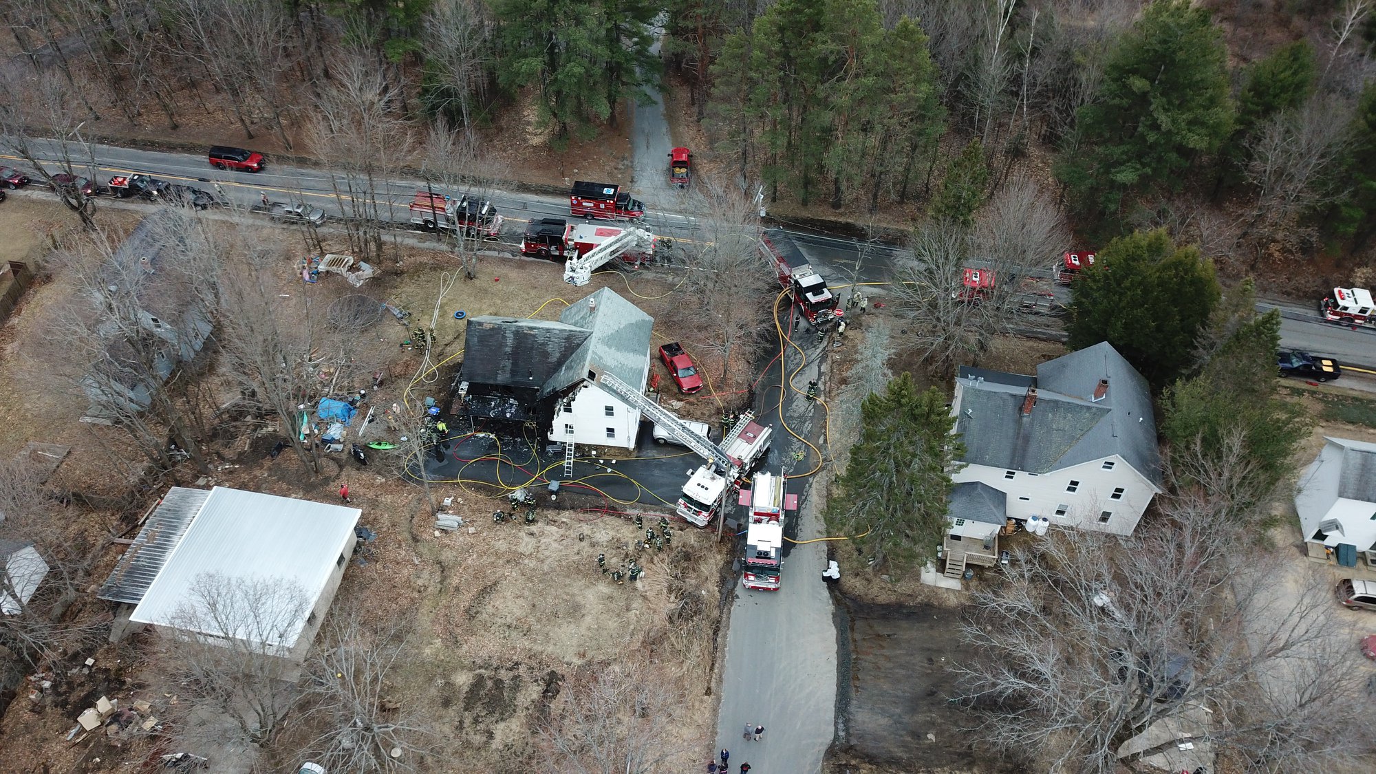 overhead photo of fire scene